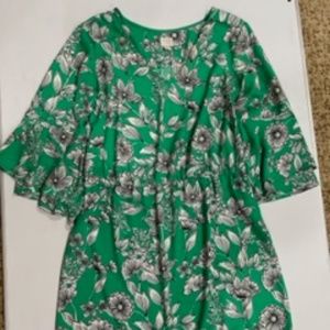 Floral Green Dress - Size L